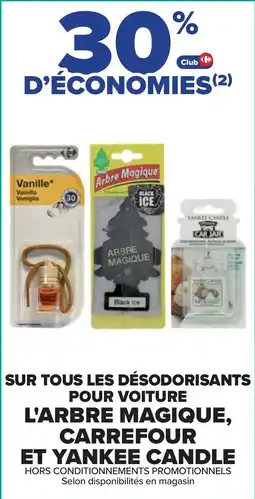 Cora x Carrefour Sur tous les désodorisants pour voiture l'arbre magique carrefour et yankee candle offre