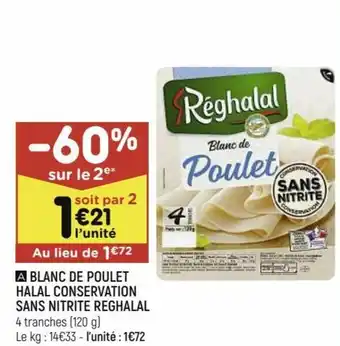 Leader Price Blanc de poulet halal conservation offre