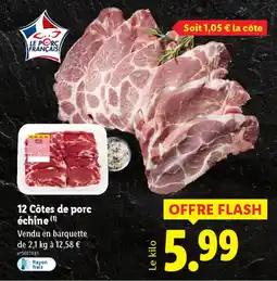 Lidl 12 côtes de porc échine offre