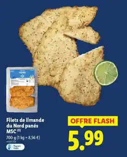 Lidl Filets de limande du nord panés msc offre