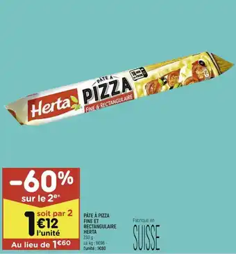 Leader Price Pâte à pizza fine et rectangulaire herta offre
