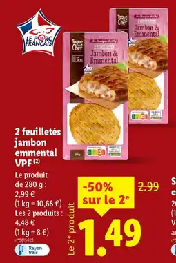 Lidl 2 feuilletés jambon emmental vpf offre