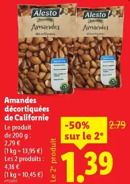 Lidl Amandes décortiquées de californie offre