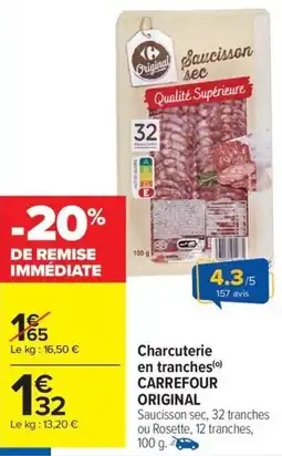 Carrefour Market CARREFOUR ORIGINAL Charcuterie en tranches offre