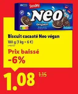 Lidl Biscuit cacaoté neo végan offre