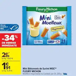 Carrefour Market FLEURY MICHON Mini Bâtonnets de Surimi MSC offre