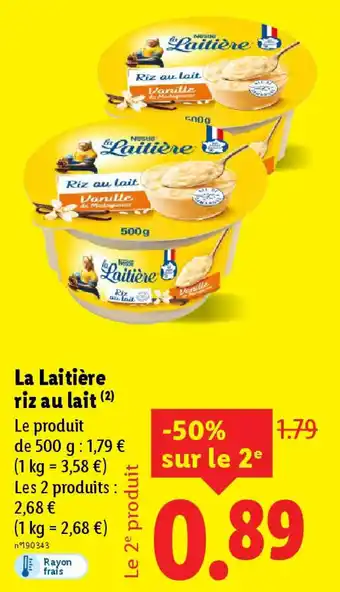 Lidl La laitière riz au lait offre