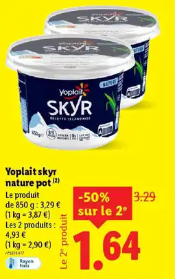 Lidl Yoplait skyr nature pot offre