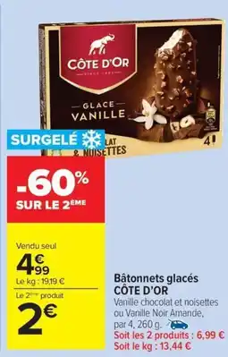 Carrefour Market CÔTE D'OR Bâtonnets glacés offre