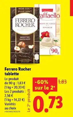 Lidl Ferrero rocher tablette offre