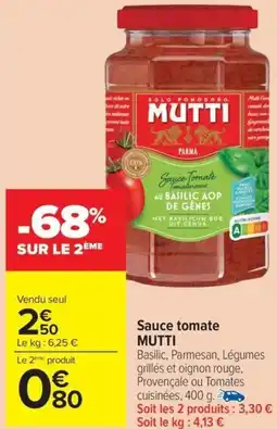 Carrefour Market MUTTI Sauce tomate offre