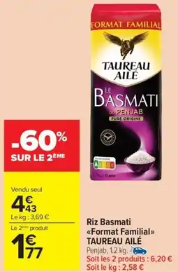 Carrefour Market TAUREAU AILÉ Riz Basmati Format Familial offre