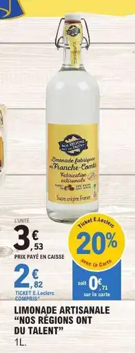 E.Leclerc LIMONADE ARTISANALE NOS RÉGIONS ONT DU TALENT offre
