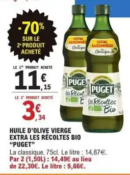 E.Leclerc Huile d'Olive Vierge Extra Les Récoltes Bio 'Puget' offre
