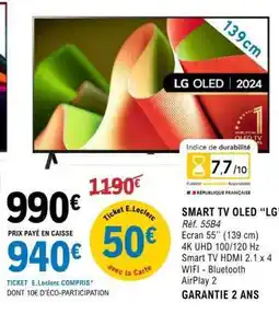 E.Leclerc SMART TV OLED “LG” Réf. 55B4 offre