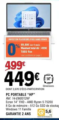 E.Leclerc PC PORTABLE HP offre