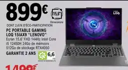 E.Leclerc PC PORTABLE GAMING LOQ 15IAX9 LENOVO offre