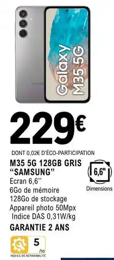 E.Leclerc M35 5G 128GB GRIS SAMSUNG offre