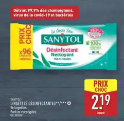 ALDI SANYTOL Lingettes Désinfectantes offre