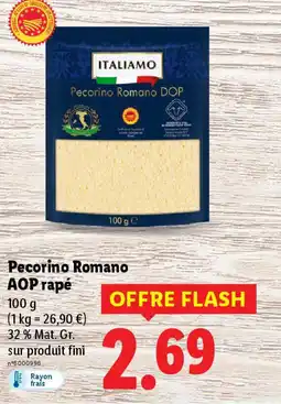 Lidl Pecorino romano aop rapé offre