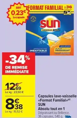 Carrefour Market SUN Capsules lave-vaisselle Format Familial offre