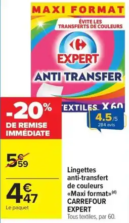 Carrefour Market CARREFOUR Lingettes anti-transfert de couleurs Maxi format offre