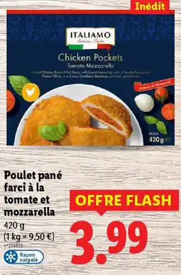 Lidl Poulet pané farci à la tomate et mozzarella offre