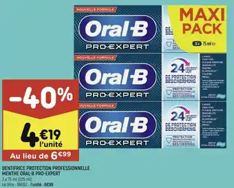 Dentifrice protection professionnelle menthe oral-b