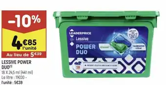 Leader Price Lessive power duo offre