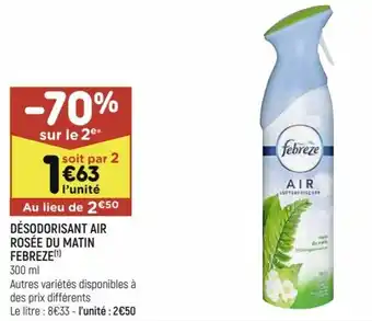 Leader Price Désodorisant air rosée du matin febreze offre