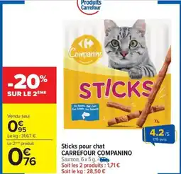 Carrefour Market CARREFOUR COMPANINO Sticks pour chat offre