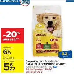 Carrefour Market CARREFOUR COMPANINO VITALIVE Croquettes pour Grand chien offre