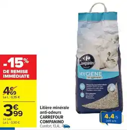 Carrefour Market CARREFOUR COMPANINO Litière minérale anti-odeurs offre