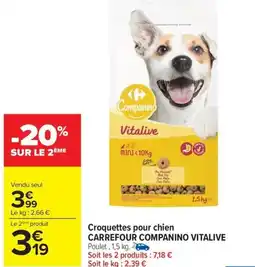 Carrefour Market CARREFOUR COMPANINO VITALIVE Croquettes pour chien offre