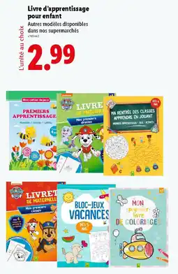 Lidl Livre d'apprentissage pour enfant offre