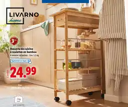 Lidl Desserte de cuisine à roulettes en bambou offre