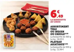Bi1 Assortiment thai ou indien ou créole offre