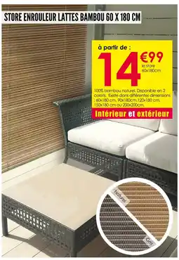 Décor Discount Store enrouleur lattes bambou 60 x 180 cm offre