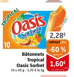Colruyt Oasis Bâtonnets Tropical Sorbet offre