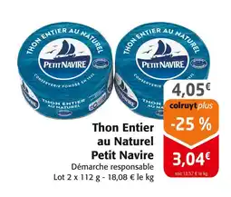 Colruyt Petit Navire Thon Entier au Naturel offre