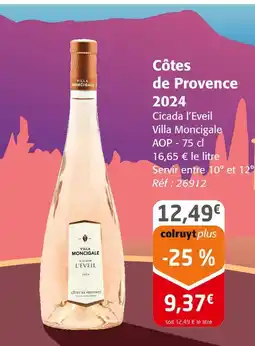 Colruyt VILLA MONCIGALE Côtes de provence 2024 offre