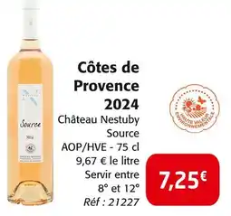 Colruyt Château Nestuby Source Cotes de Provence 2024 offre