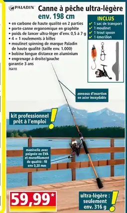 Norma PALADIN Canne à pêche ultra-légère env. 198 cm offre