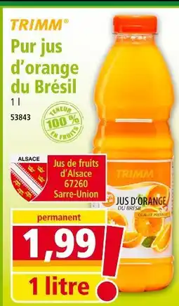 Norma Trimm Pur jus d'orange du Brésil offre