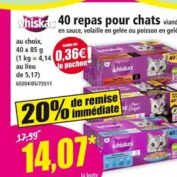 Norma Whiskas 40 repas pour chats offre