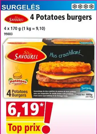 Norma Savourel 4 Potatoes burgers offre