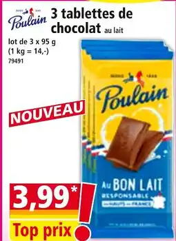 Norma Poulain 3 tablettes de chocolat au lait offre