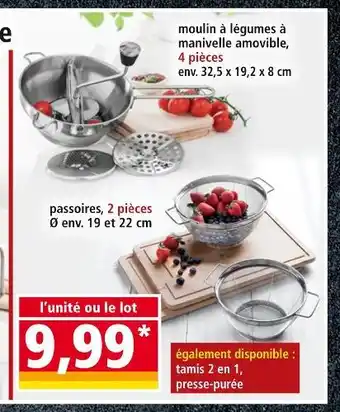 Norma moulin à légumes à manivelle amovible offre