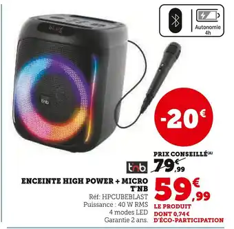 Hyper U T'nB Enceinte high power + micro offre