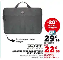 Hyper U PORT DESIGNS Sacoche pour pc portable 15.6/16 - noir offre